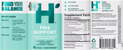 Habit PMS Support source label used in the packaging illustration