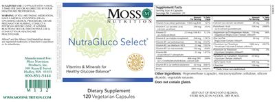 Moss Nutrition NutraGluco Select source label used in the packaging illustration