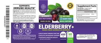 Number One Nutrition Elderberry+ 600 mg product packaging