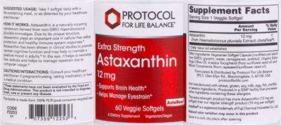 Protocol For Life Balance Astaxanthin 12 mg source label used in the packaging illustration