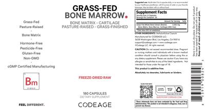 Codeage Grass-Fed Bone Marrow source label used in the packaging illustration