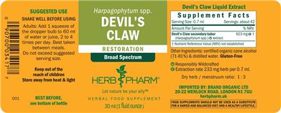 Herb Pharm Devil's Claw source label used in the packaging illustration