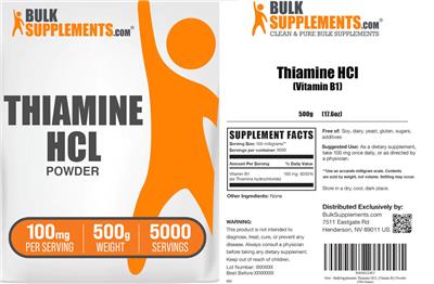 BulkSupplements.com Thiamine HCl Powder 100 mg product packaging