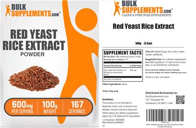 BulkSupplements.com Red Yeast Rice Extract Powder 600 mg product packaging