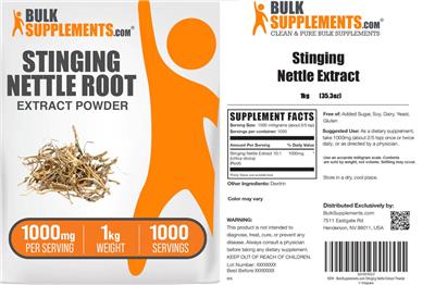 BulkSupplements.com Stinging Nettle Extract Powder 1000 mg product packaging
