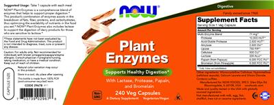 NOW Plant Enzymes source label used in the packaging illustration
