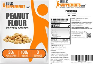 BulkSupplements.com Peanut Flour Protein Powder 30 g product packaging