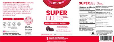 Human N SuperBeets Heart Gummies Strawberry Flavor source label used in the packaging illustration