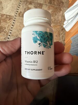 Thorne Vitamin B12 as Methylcobalamin source label used in the packaging illustration