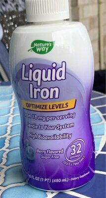 Nature's Way Liquid Iron 18 mg Zero Sugar Berry Flavored product packaging