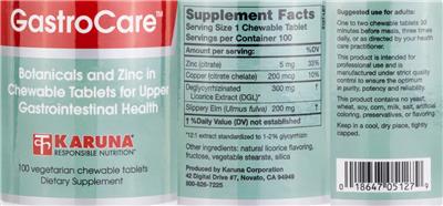 Karuna GastroCare source label used in the packaging illustration
