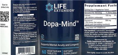 Life Extension Dopa-Mind product packaging