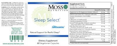 Moss Nutrition Sleep Select source label used in the packaging illustration