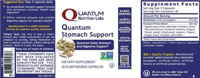 Quantum Nutrition Labs Quantum Stomach Support source label used in the packaging illustration