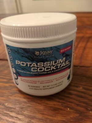 Jigsaw Health Potassium Cocktail Blue Raspberry Sugar-Free source label used in the packaging illustration