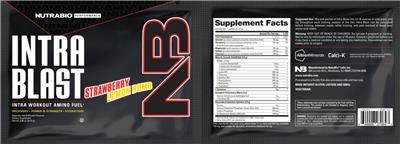 NutraBio Performance Intra Blast Strawberry Lemon Bomb source label used in the packaging illustration