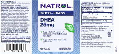 Natrol DHEA 25 mg source label used in the packaging illustration
