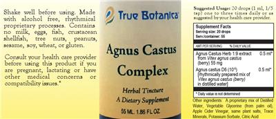 True Botanica Agnus Castus Complex source label used in the packaging illustration