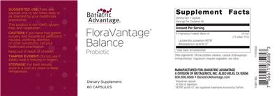 Bariatric Advantage FloraVantage Balance Probiotic source label used in the packaging illustration