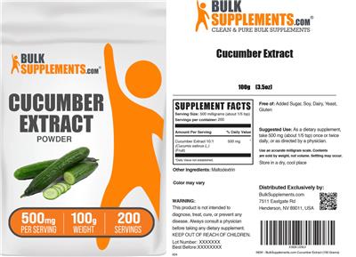 BulkSupplements.com Cucumber Extract Powder 500 mg product packaging