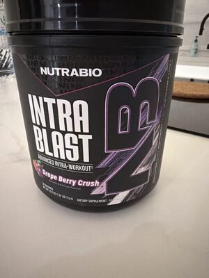 NutraBio Intra Blast Grape Berry Crush source label used in the packaging illustration