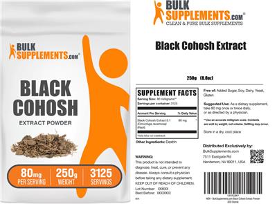 BulkSupplements.com Black Cohosh Extract Powder 80 mg product packaging