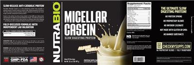 NutraBio Micellar Casein Alpine Vanilla source label used in the packaging illustration