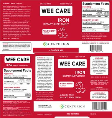 Centurion Wee Care Iron Wild Cherry Flavor source label used in the packaging illustration