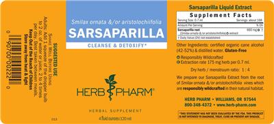 Herb Pharm Sarsaparilla product packaging