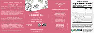 Earth Mama Organics Organic Milkmaid Tea source label used in the packaging illustration