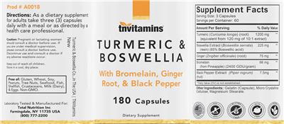 tnvitamins Turmeric & Boswellia source label used in the packaging illustration