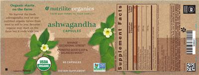 Nutrilite Organics Ashwagandha Capsules source label used in the packaging illustration