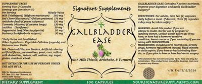 Signature Supplements Gallbladder Ease source label used in the packaging illustration