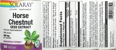 Solaray Horse Chestnut Seed Extract 400 mg product packaging