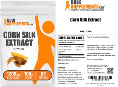 BulkSupplements.com Corn Silk Extract Powder 1200 mg product packaging