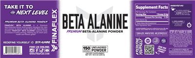FINAFLEX Beta Alanine Unflavored Powder source label used in the packaging illustration
