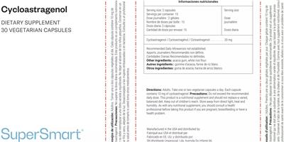 SuperSmart Cycloastragenol source label used in the packaging illustration