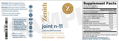 Zenith Labs Joint n-11 source label used in the packaging illustration