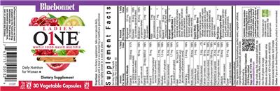 Bluebonnet Ladies' One source label used in the packaging illustration