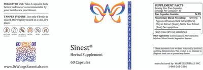 Dr. Wong's Essentials Sinest source label used in the packaging illustration