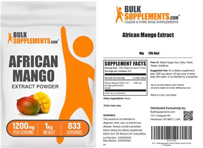 BulkSupplements.com African Mango Extract source label used in the packaging illustration