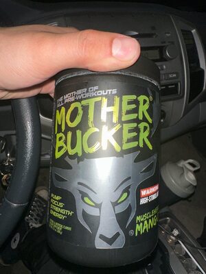 Bucked Up Mother Bucker Musclehead Mango source label used in the packaging illustration