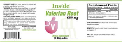 Inside Valerian Root 600 mg source label used in the packaging illustration