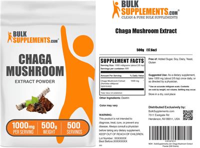 BulkSupplements.com Chaga Mushroom Extract Powder 1000 mg product packaging