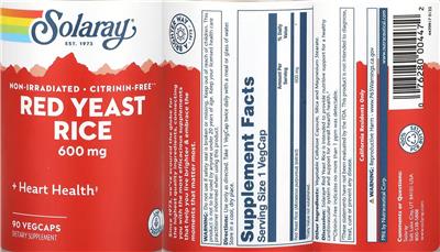 Solaray Red Yeast Rice 600 mg product packaging