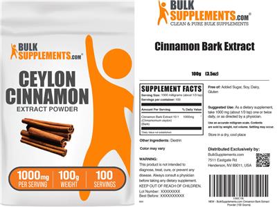 BulkSupplements.com Ceylon Cinnamon Bark Extract Powder 1000 mg product packaging