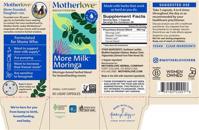 Motherlove More Milk Moringa product packaging