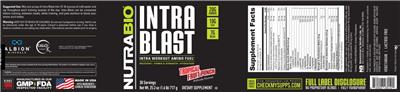 NutraBio Intra Blast Tropical Fruit Punch source label used in the packaging illustration