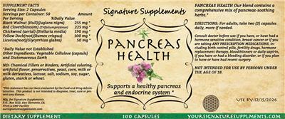 Signature Supplements Pancreas Health source label used in the packaging illustration