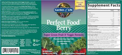 Garden of Life Perfect Food Berry Super Green Fruit & Veggie Formula product packaging